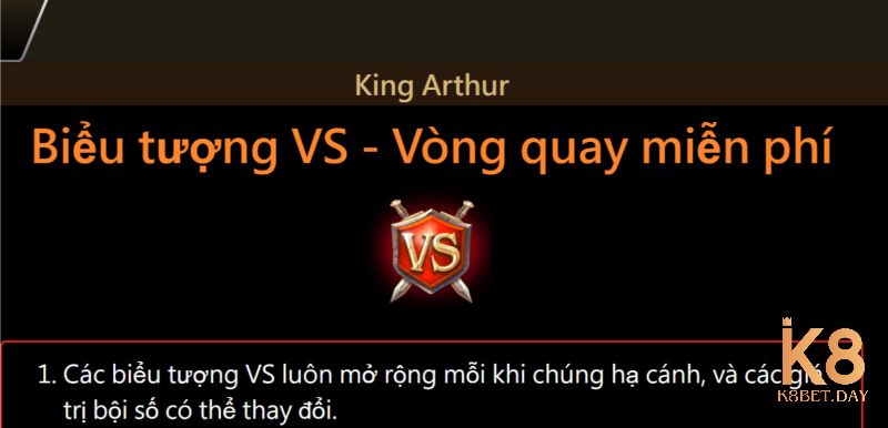 Vòng quay miễn phí và các quy tắc của King Arthur K8bet